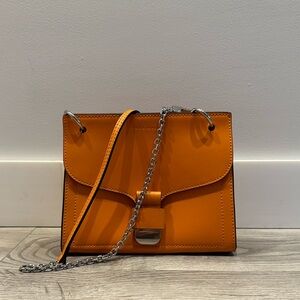 Orange Crossbody Bag with Chain Strap
